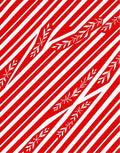 Crimson White Diagonal Branch Stripe Rug