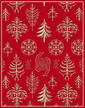 Crimson Winter Tree Snowflake Vignette Rug