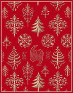 Crimson Winter Tree Snowflake Vignette Rug