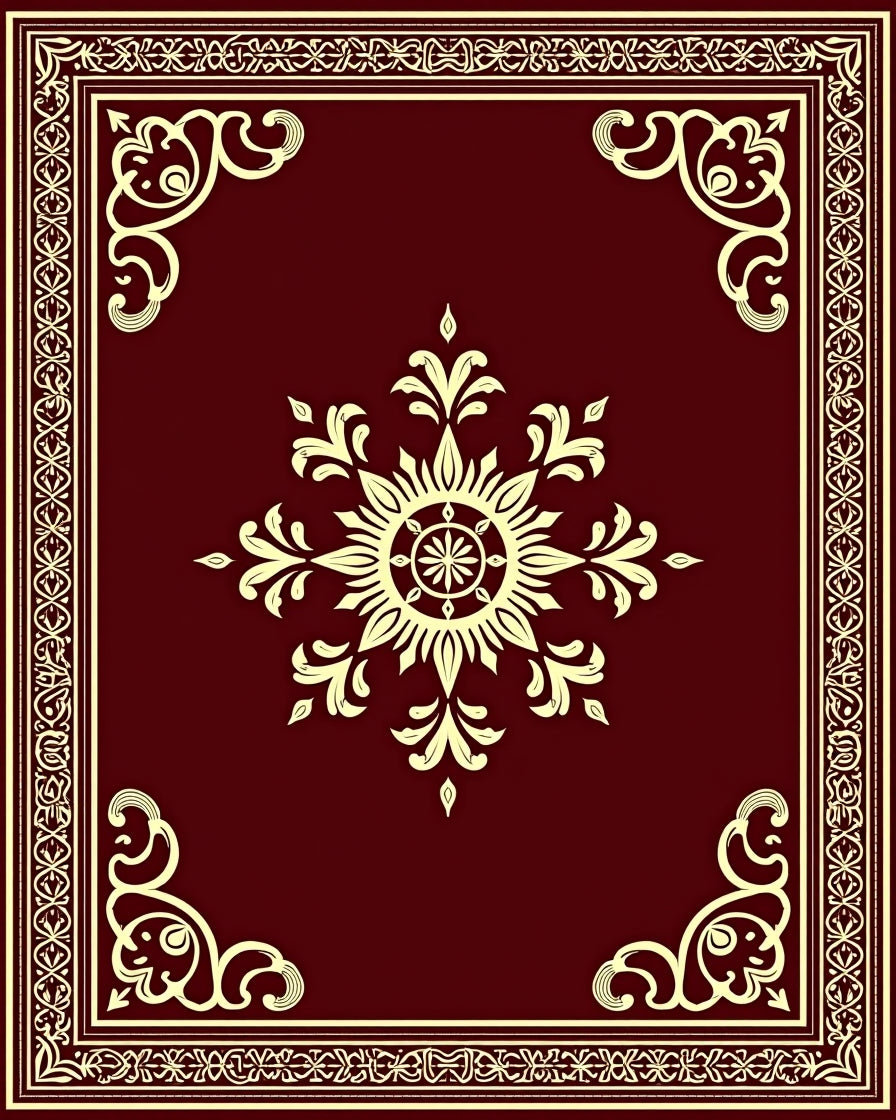 Crimson Medallion Golden Border Rug