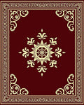Crimson Medallion Golden Border Rug