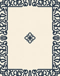 Cream Navy Floral Border Rug