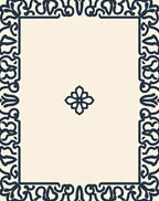 Cream Navy Floral Border Rug