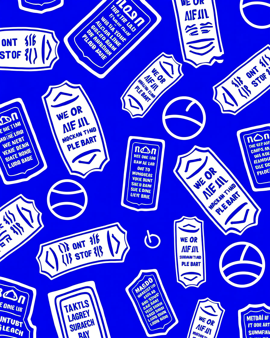 Blue and White Ticket Collage Rug