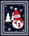 Happy Snowman Winter Snowflake Forest Rug