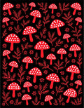 Red Mushroom Forest Foliage Rug