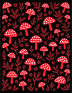 Red Mushroom Forest Foliage Rug