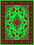 Vibrant Red Floral Emerald Border Rug