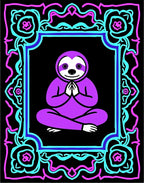 Vibrant Purple Sloth Meditation Frame Rug