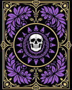 Purple Floral Skull Medallion Rug