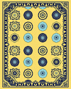 Golden Yellow Floral Medallion Rug