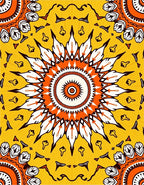 Vibrant Sunburst Medallion Orange White Rug