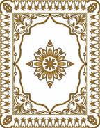 Gold Floral Medallion Ornate Border Rug