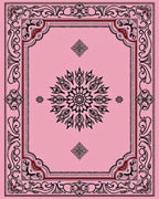 Pink Floral Medallion Bordered Rug