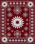 Crimson White Mandala Floral Burst Rug