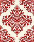 Crimson Baroque Flourish Scroll Rug