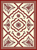 Crimson Floral Lattice Medallion Rug