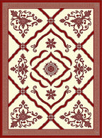 Crimson Floral Lattice Medallion Rug