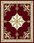 Rich Burgundy Floral Medallion Borders Rug