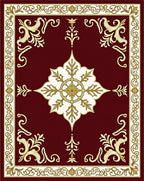 Rich Burgundy Floral Medallion Borders Rug