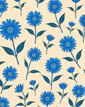 Vibrant Blue Daisy Garden Pattern Rug