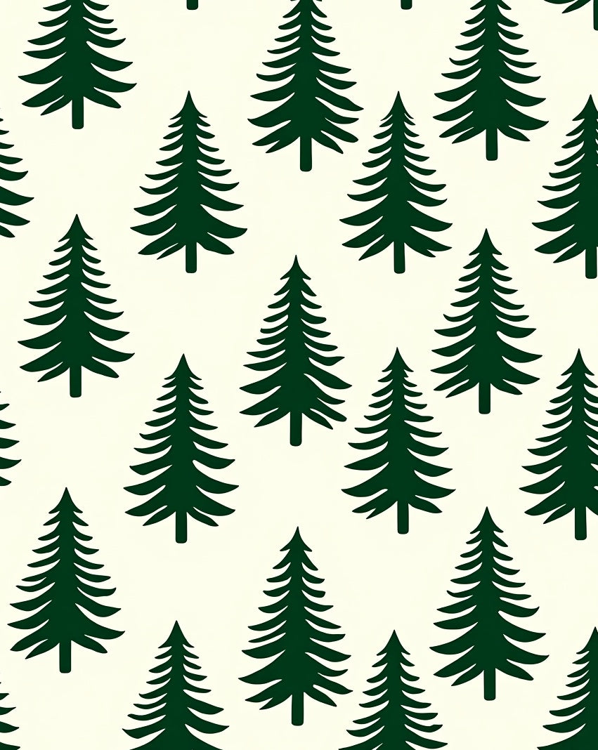 Dark Green Christmas Trees Repeating Design Rug