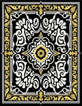 Black Gold Floral Medallion Rug