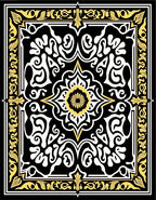 Black Gold Floral Medallion Rug