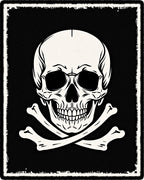 Black White Skull Crossbones Emblem Rug