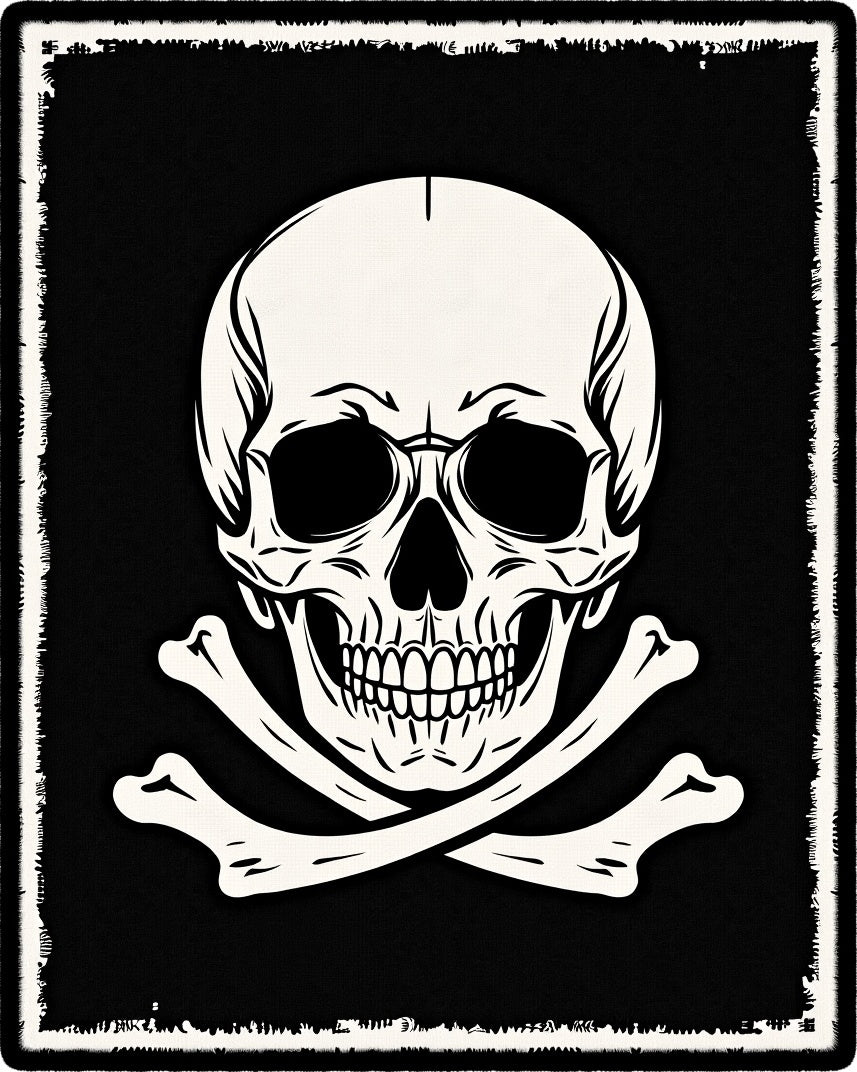 Black White Skull Crossbones Emblem Rug