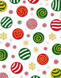 Holiday Balls Red Green Yellow Snowflakes Rug