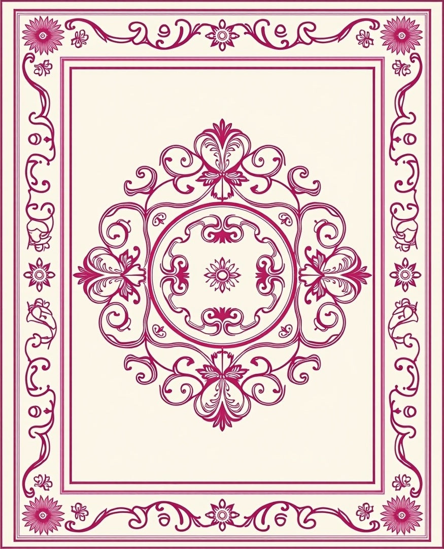 Ornate Ruby Vine Medallion Rug