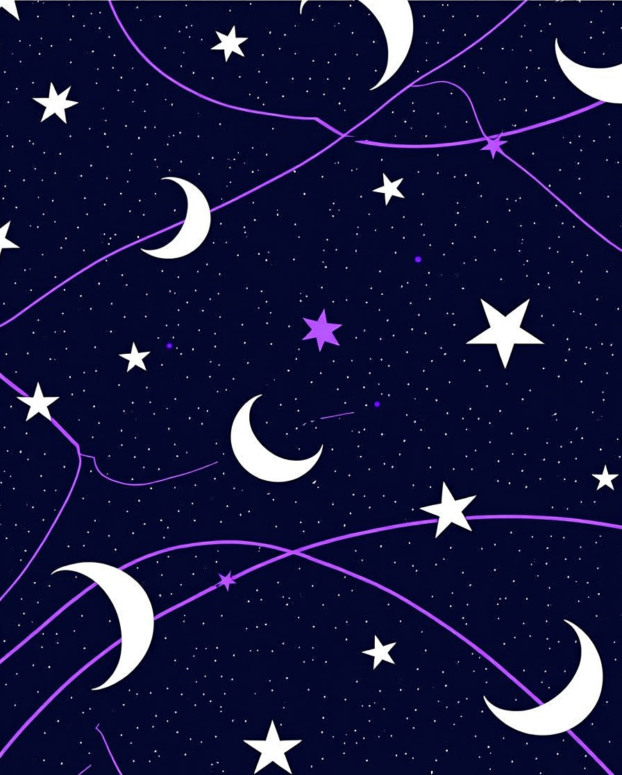Cosmic Night Sky Crescent Moons Stars Rug