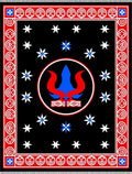 Bold Blue Red Tribal Starburst Rug