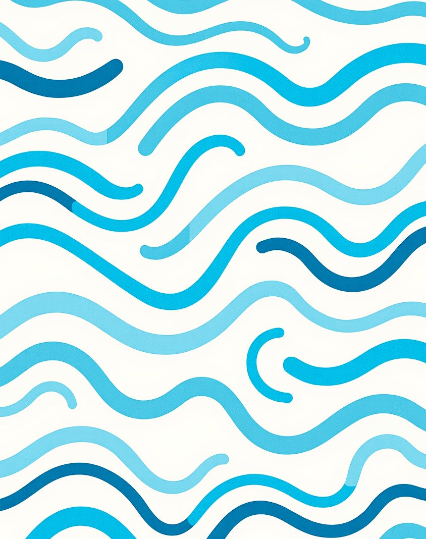 Ocean Blue Wavy Stripe Rug