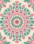 Pink Teal Floral Mandala Medallion Rug