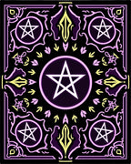 Mystic Purple White Pentagram Border Rug