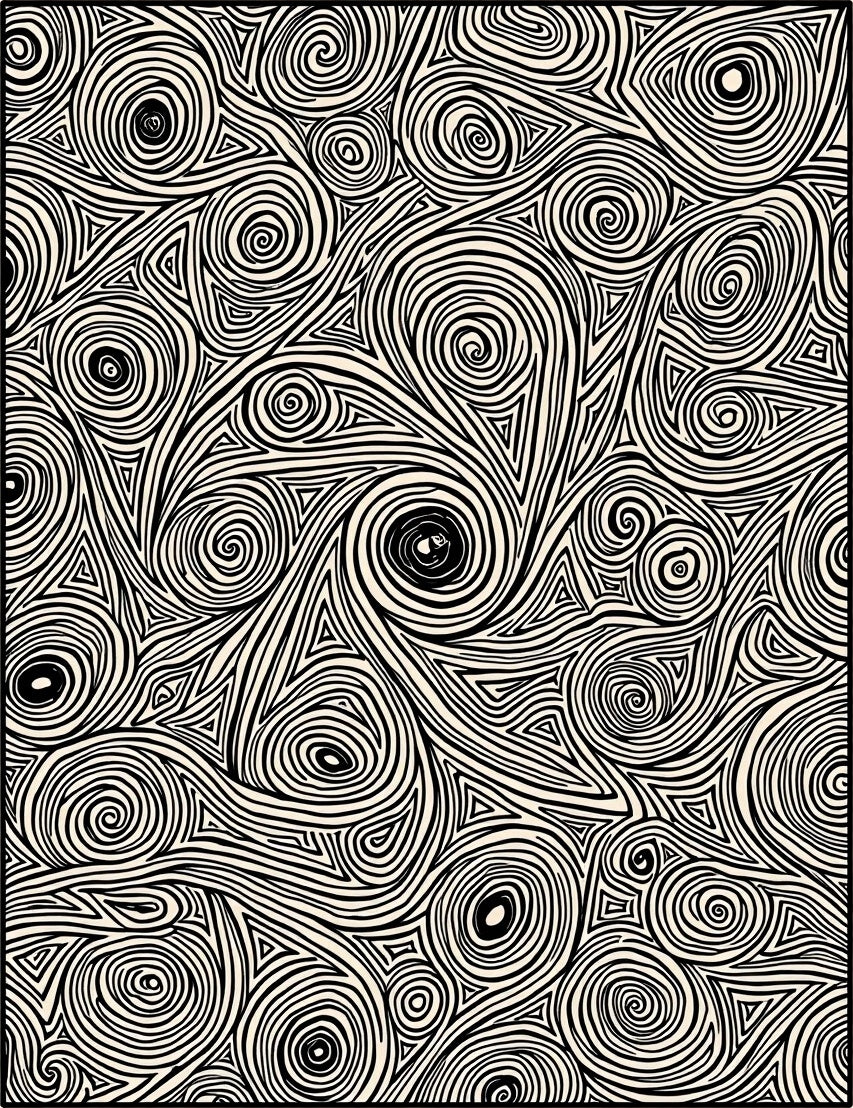 Ink Swirls on Cream Rug
