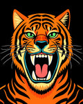 Bold Orange Tiger Roaring Fiercely Rug
