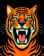 Bold Orange Tiger Roaring Fiercely Rug