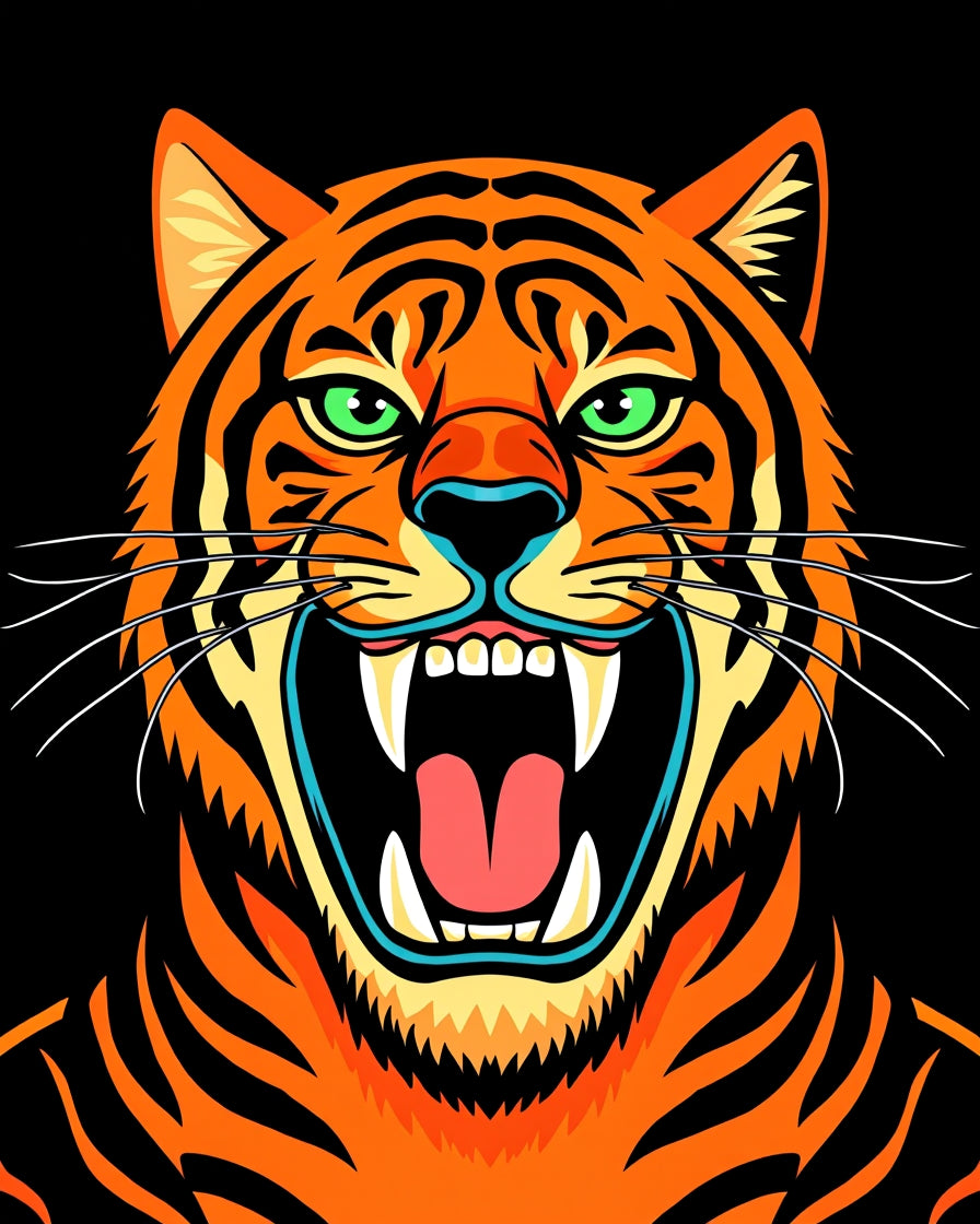 Bold Orange Tiger Roaring Fiercely Rug