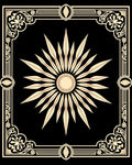 Radiant Ivory Sunburst Art Deco Frame Rug