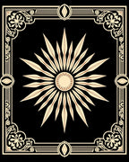 Radiant Ivory Sunburst Art Deco Frame Rug