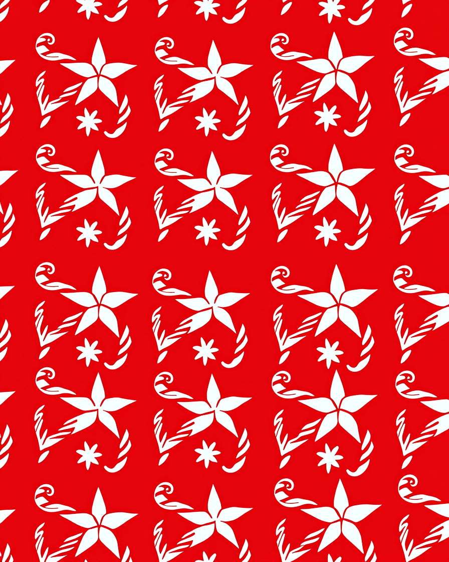 White Star Candy Cane Festive Holidays Red Rug