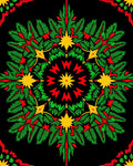Festive Green Red Yellow Starburst Mandala Rug