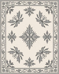 Ornate Beige Leaf Medallion Border Rug