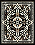 Ornate Ivory and Peach Medallion Rug