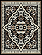 Ornate Ivory and Peach Medallion Rug