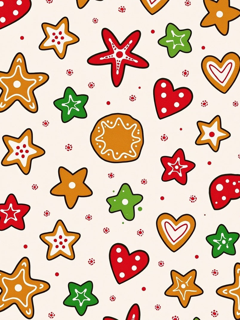 Festive Gingerbread Star Heart Collection Rug