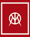 Bold Red Abstract Circular Emblem Rug